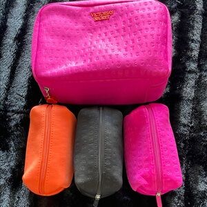 Victoria's Secret Pink and Orange Cosmetic Bag Set